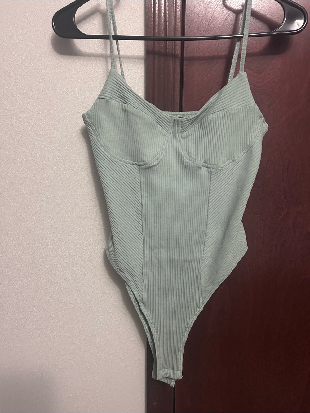 Ribbed body suit in Sage Green